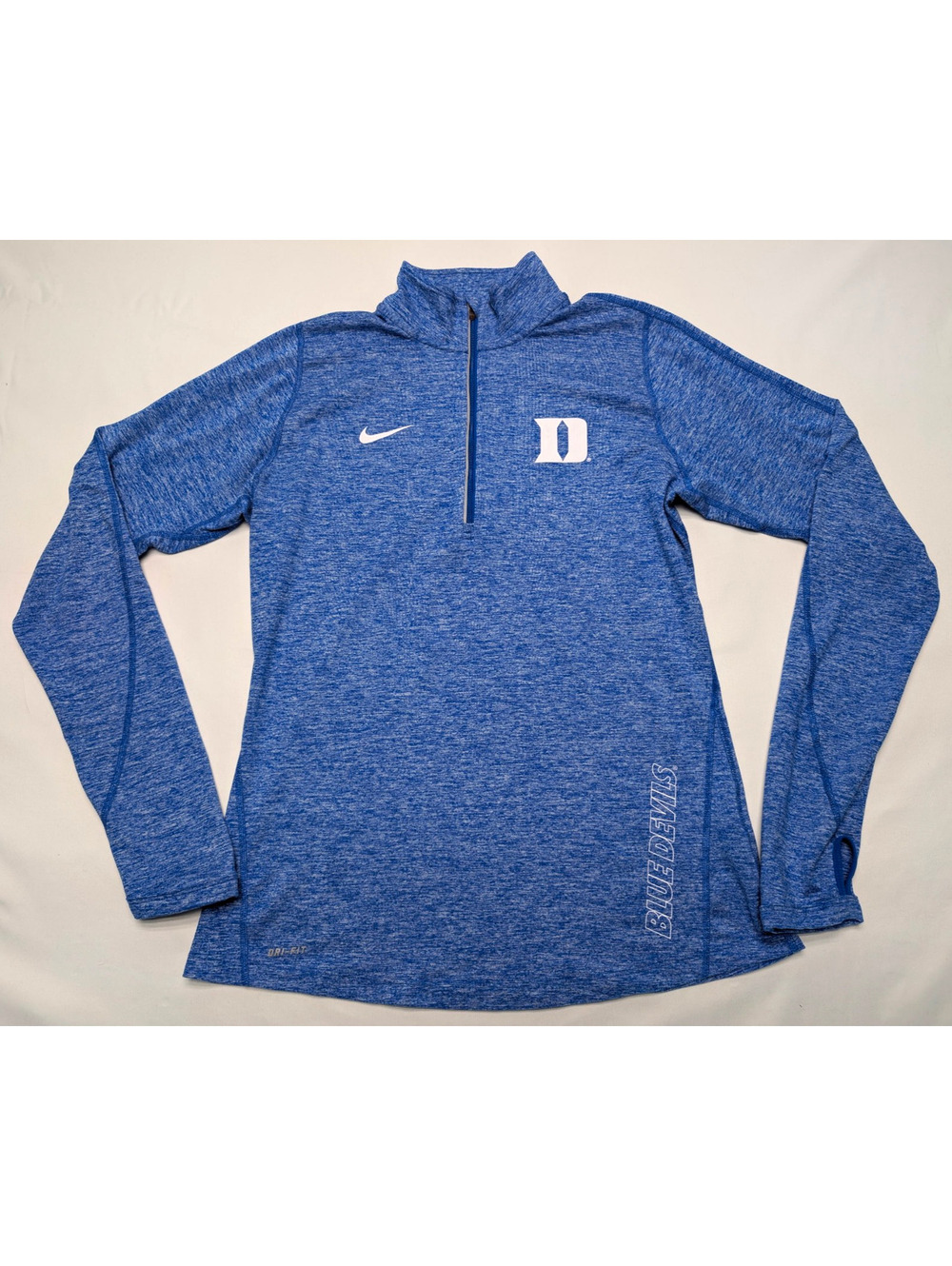 Nike Dri-FIT Duke Blue Devils Heathered 1/4 Zip Mock Neck Pullover Top Blue M
